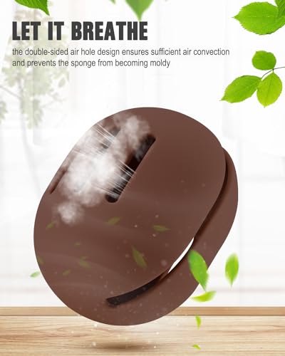 FERYES Brown Silicone Makeup Sponge Holder with Sponge - Travel Dry & Wet Case