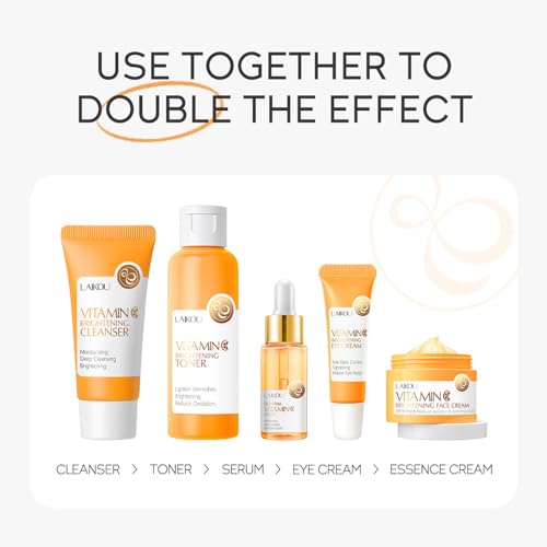 Vitamin C Skin Care Gift Set for Teen Girls, 5-Piece Daily Routine Kit