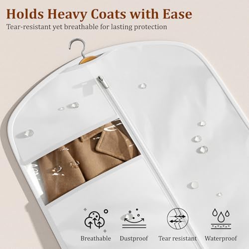 65" Wedding Dress Garment Bags - Clear Window & Foldable, 2 Pack