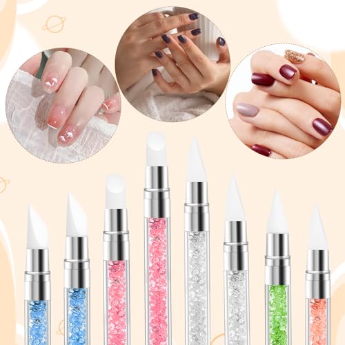 8 Pcs Dual-Head Silicone Nail Art Brushes for Manicure