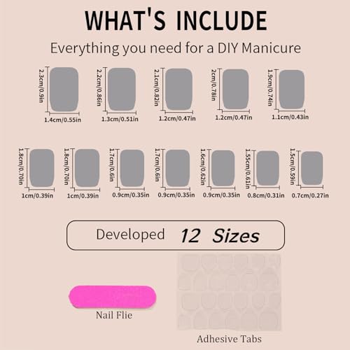 24 Pcs White French Tip Press-On Nails with Glue Stickers