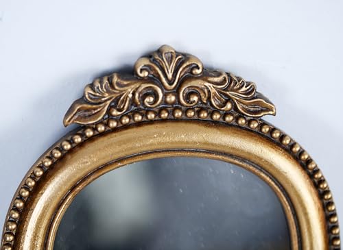 OIGUMR Vintage Gold Arched Mirror 9.6x6.5 Inch Baroque Resin Frame - Wall Mount