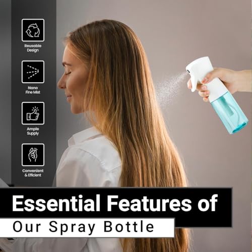 Practix Continuous Mist Spray Bottle - 5 oz Ultra Fine Hair Mister (4 Pack)
