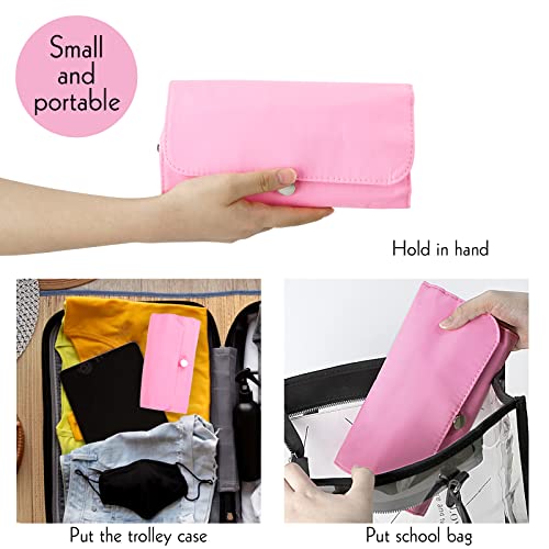 LUEXBOX Portable Pink Makeup Brush Organizer Bag for Travel