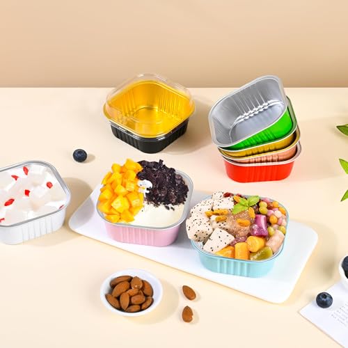 40 Pack Mini Cake Pans with Lids - 5oz Aluminum Baking Cups