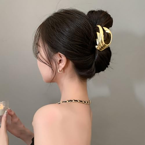 BeeGift 3Pcs Metal Hair Clips Set - Mixed Colors, 4 Inch Geometric Hair Jaw Clips for Women & Girls, Fashion Hair Accessories