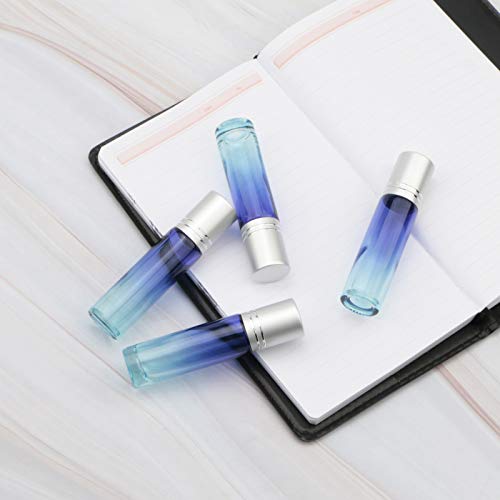 10-Pack 10mL Blue Gradient Glass Roller Bottles for Essential Oils