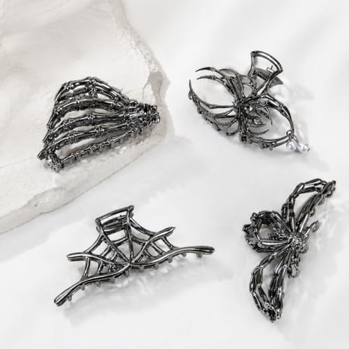 Vigorpace 4 Pack Spider Hair Claw Clips Halloween Goth Hair Accessories for Women