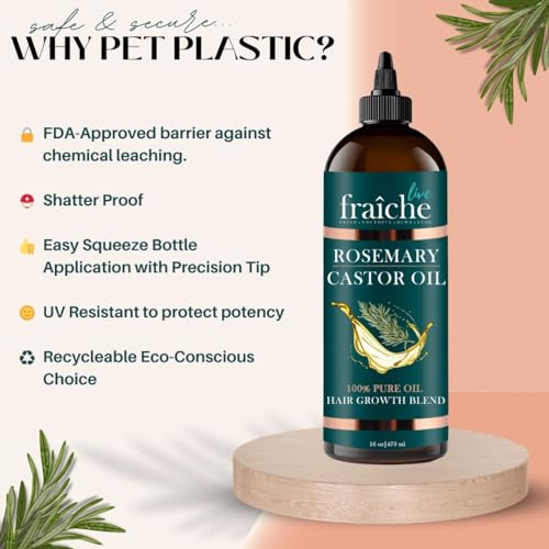 Live Fraiche Rosemary Castor Oil for Hair Growth - 16 Fl Oz, Pack of 1