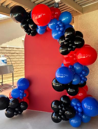 Spider Theme Balloon Arch Kit - 106 Pcs Red, Blue & Black Balloons