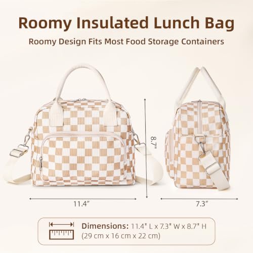 Large Insulated Lunch Bag for Women - Stylish 12L Tote with Shoulder Strap