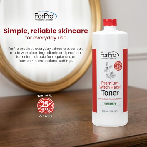 ForPro Witch Hazel Facial Toner - Alcohol-Free Cucumber Astringent, 32 Oz