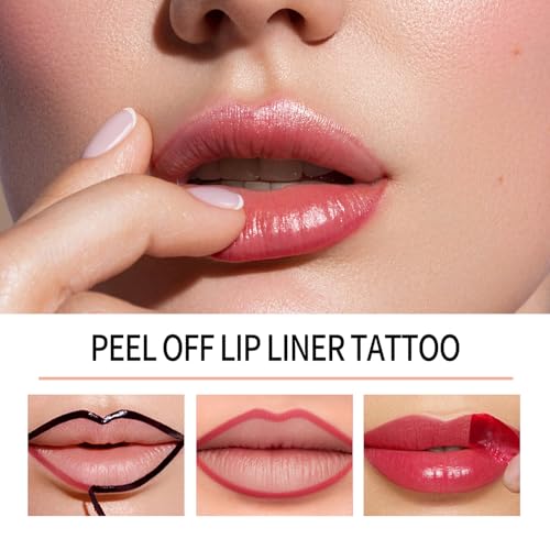 BANGFENG 4Pcs Waterproof Peel Off Lip Liner Stain Set - Long-Lasting, Smudge-Proof, Vegan Matte Tint