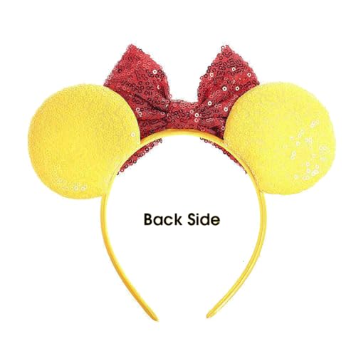 Yellow Bee Mouse Ears Headband with Sequin Bow for Costume & Party