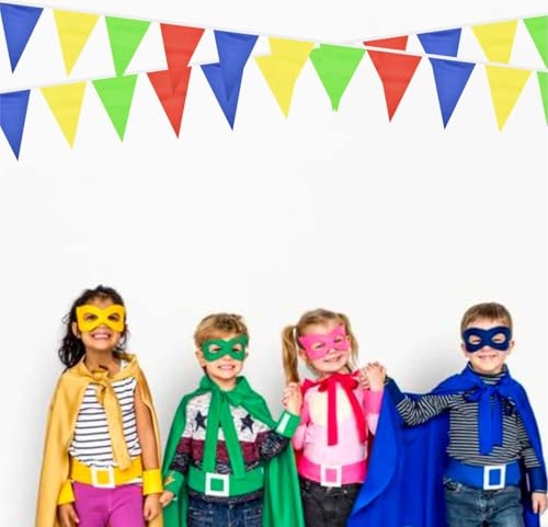 Vibrant Pennant Banner - 64-Piece Triangle Flag Garland for Parties