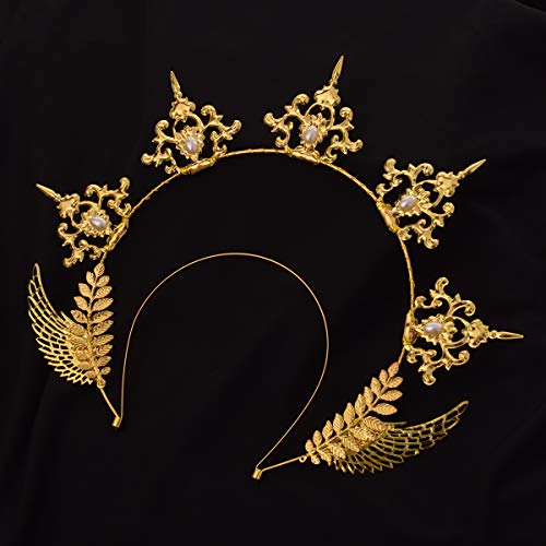 Gold Halo Crown Headpiece for Women Halloween Costume Accessories