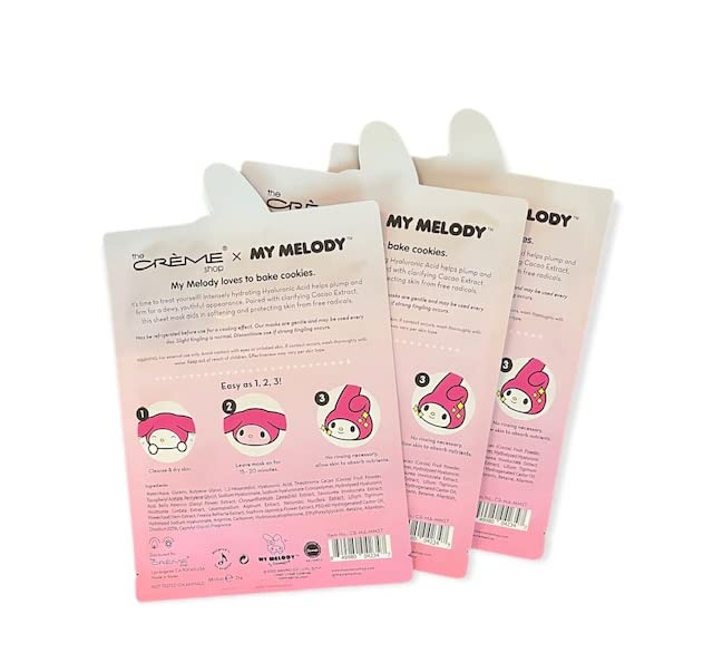 The Crème Shop x My Melody Sheet Mask 3-Pack - Hydrating Facial Masks