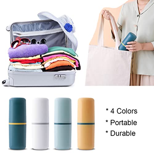 Travel Toothbrush Holder Case 2 Pcs Dark Green & Light Blue Portable Organizer