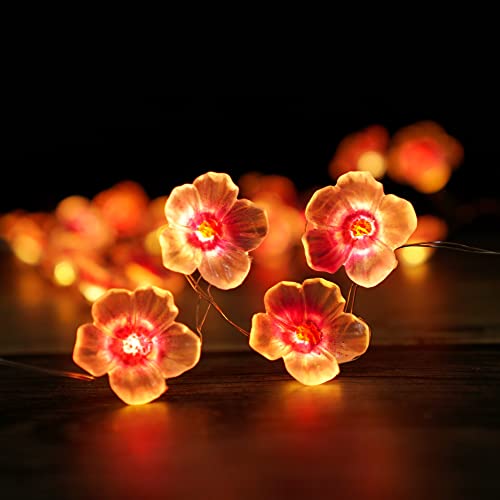 Cherry Blossom String Lights - 13ft 40 LED Fairy Lights with Timer