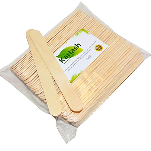 Karlash 100-Pack Large Wax Sticks Wood Waxing Spatulas for Hair Removal – 6 x 0.75 in