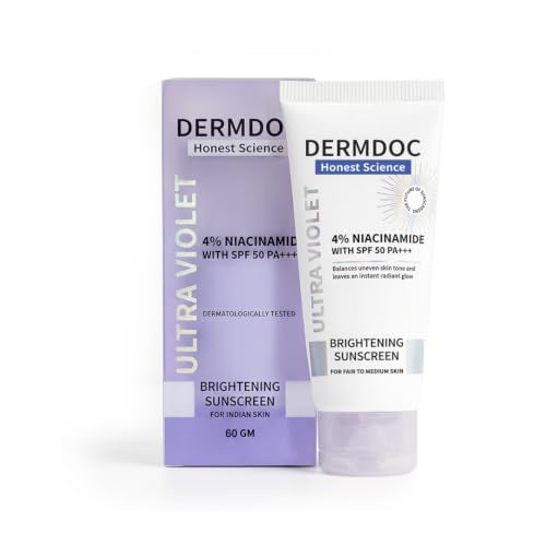 DermDoc 4% Niacinamide SPF50 Face Sunscreen with No White Cast, 2.12 oz
