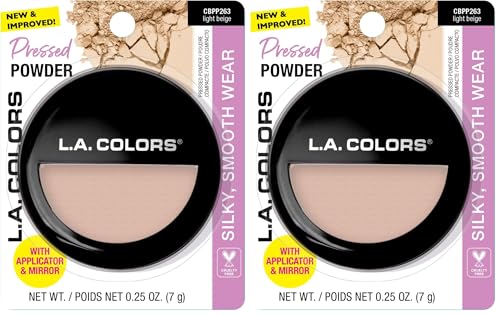 L.A. COLORS Pressed Powder, Light Beige 0.16 Ounce (Pack of 2)