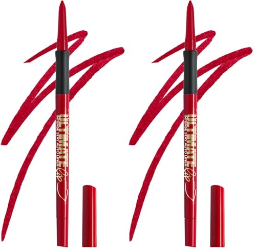 L.A. Girl Relentless Red Auto Lipliner - Pack of 2, Long-Lasting Matte Definition