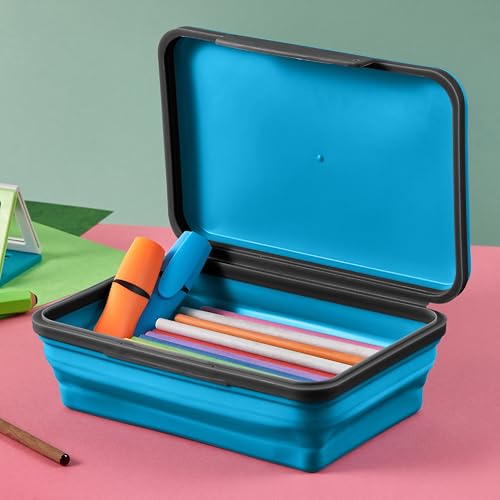 It's Academic Flexi Storage Pencil Box - Expandable Blue Organizer