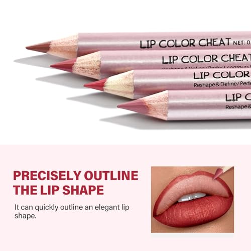 NAISSIYA Waterproof Matte Lip Liner Set - 4 High-Pigmented Colors