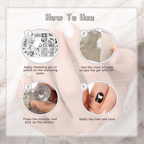 10-Piece Nail Art Stamping Plate Set with Stamper and Holder