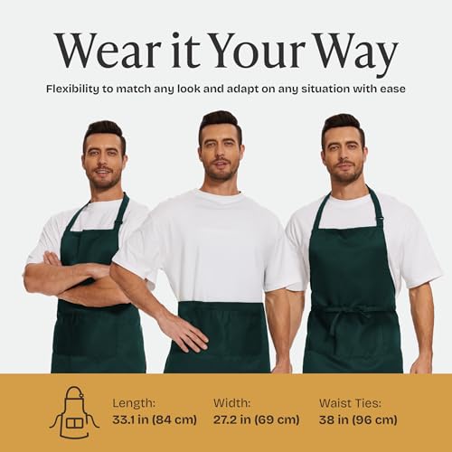 Will Well Unisex Kitchen Apron - 2 Pack, Oil & Water Resistant, 33" x 27"