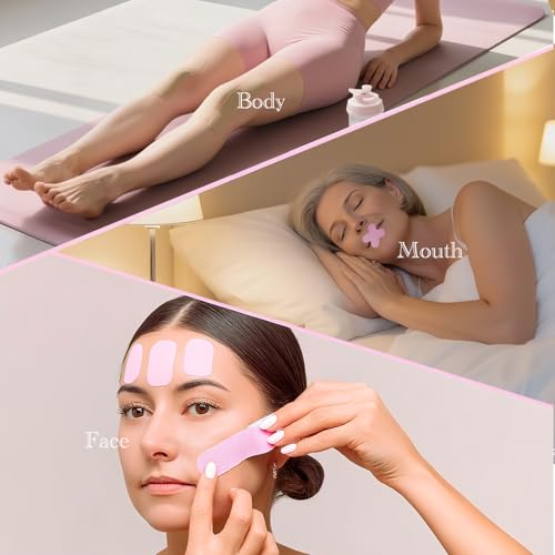 Pink Japanese Face Tape for Wrinkles Overnight Anti-Aging Skin Lift, Hypoallergenic