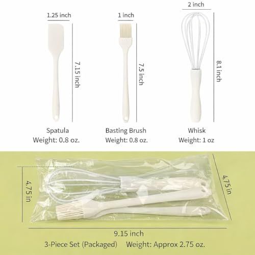 Mini Silicone Baking Utensils Set - 3-Piece Kitchen Tools