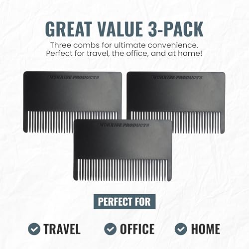 Mini Hair & Mustache Comb Kit - 3 Pack Anti-Static Beard Combs