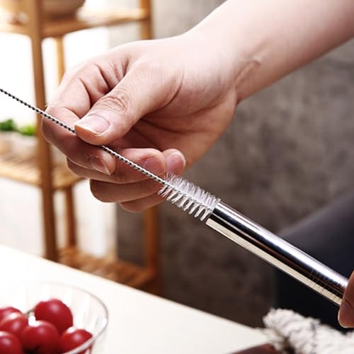 Vinaco 4 Pack Reusable Stainless Steel Smoothie Straws - 0.4" Wide, 10.5" Length