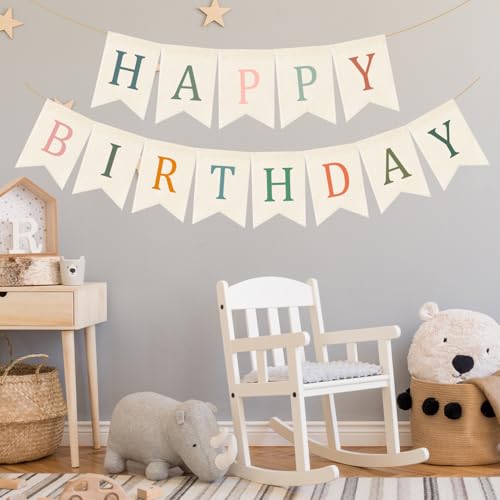 Happy Birthday Burlap Banner - Sage Green & Pink Garland