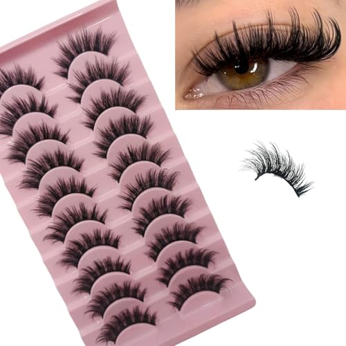 10 Pairs 3D D Curl False Eyelashes - Fluffy Cat Eye Wispy Lashes