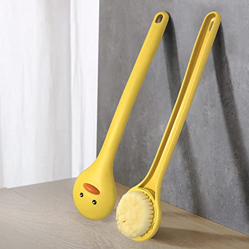 Tuklye Baby Bath Brush with Soft Nylon Bristles & Long Handle - Kid-Friendly 14 Inch Yellow Duck Design