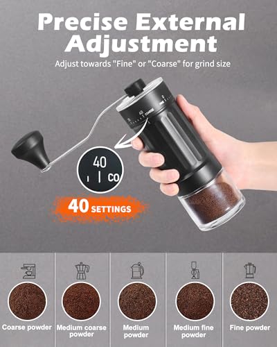 Portable Manual Coffee Grinder with 40 Adjustable Settings