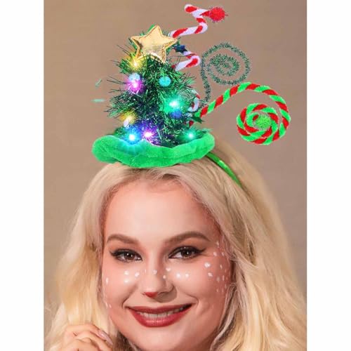 Light Up Christmas Tree Headband Accessories - Pack of 2