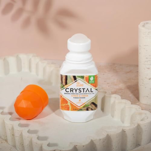 Crystal Mineral Deodorant Roll-On - Citrus & Cedar, 24-Hour Odor Protection, Aluminum & Paraben Free, 2.25 FL OZ