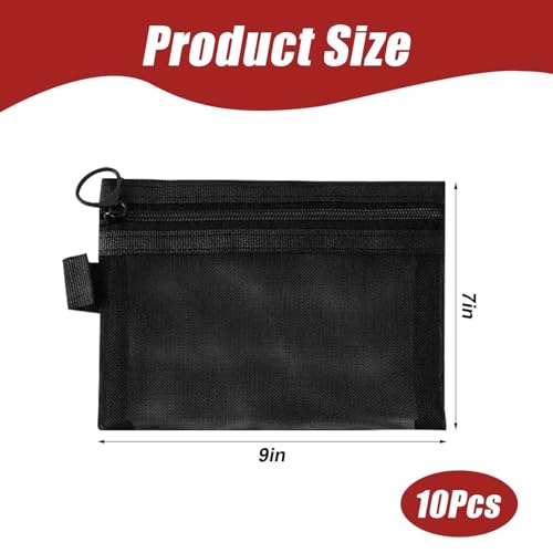Hotipine 10PCS Mesh Makeup Bag Set - Clear Portable Cosmetic Organizer for Travel & Home