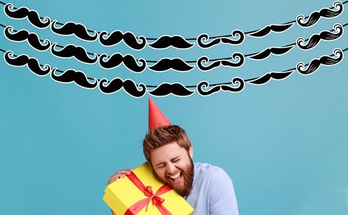 Moustache Banner Decorations - 3 Pack for Birthdays & Parties