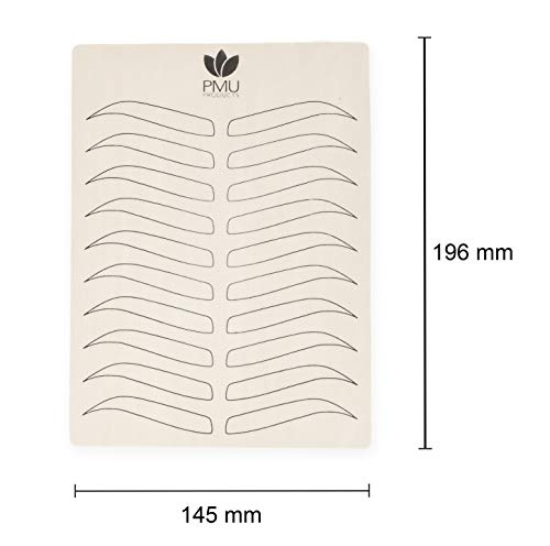 PMU PRODUCTS 5 Pack Double-Sided Microblading Practice Skin with Realistic Hairstroke Latex for Eyebrow Tattooing
