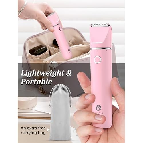 Cayzor Bikini Trimmer and Shaver Kit for Women - 2-in-1 Wet/Dry Electric Body Hair Trimmer Facial Hair Removal Cordless Waterproof Bikini Shaver Razor for Face Lip Chin Pubic Underarm Legs