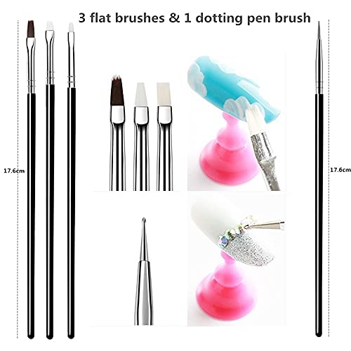 FULINJOY 20PCS Nail Art Tools Set Black - Brushes & Dotting Pens for Professional Nail Design