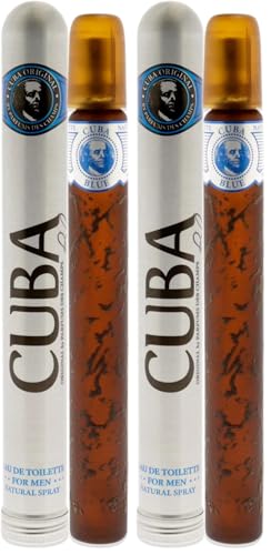 Cuba Blue Men's Fragrance Spray 1.17 oz Pack of 2 – Spicy, Long-Lasting Cologne