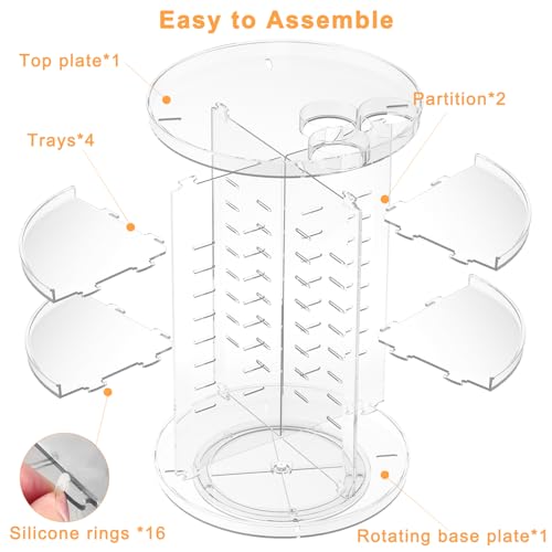 Rotating Makeup Organizer with Adjustable Layers & Brush Holder