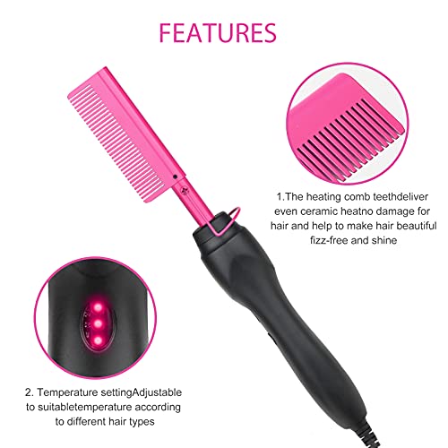 Erokicysh Ceramic Electric Hot Comb - Purple Hair Straightener & Beard Press