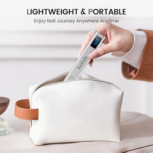 Lavinda Portable UV LED Nail Lamp for Gel Nails - Silver Cordless Mini Light